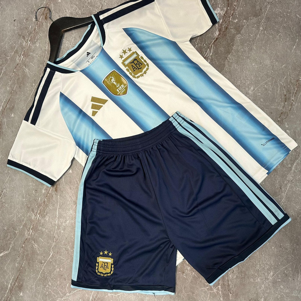 Camisa e Short Argentina Torcedor Masculina Tailândesa